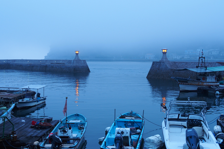 Misty fishing port